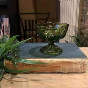 Green Fairfield Glass Candy Dish Aprrox. 4" Tall